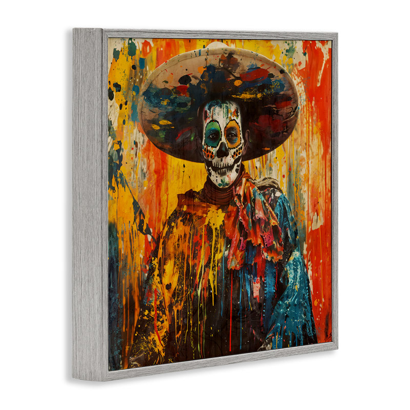 Giclée encadrée de la journée des morts vibrante, design par Marta Wiley, H 17 po x l 17 po, Estampe numérique Farmhouse