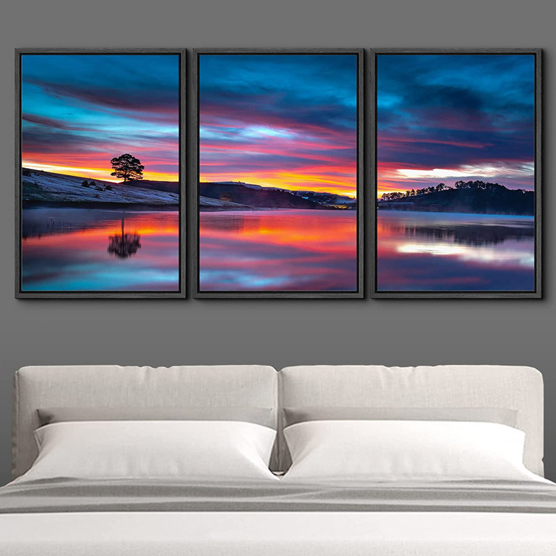 «Nature Landscape Turquoise Lake», reproduction sur toile tendue, H 48 po x l 24 po x P 1,5 po, Cadre noir