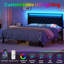 Structure de très grand lit avec tête de lit à DEL et prise de charge USB, lit plateforme avec espace de rangement sous le lit, sommier à lattes en métal silencieux, aucun sommier requis, assemblage facile-568033355