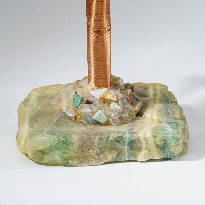 Genuine Garnet Bonsai Gemstone Tree On Fluorite Base