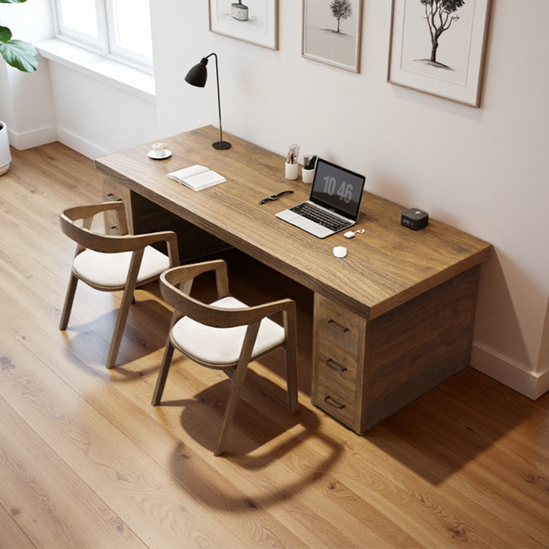 Solid Wood Rectangular Writing Desk with Chair