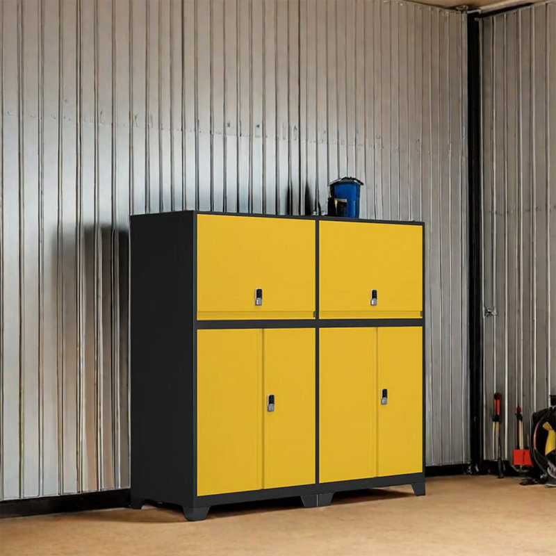 Armoire à outils rectangulaire jaune en acier 90,5 po