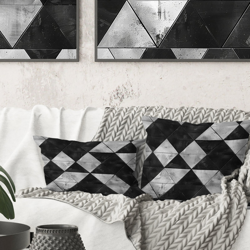 Coussin lombaire Mid-Century Black Triangle III