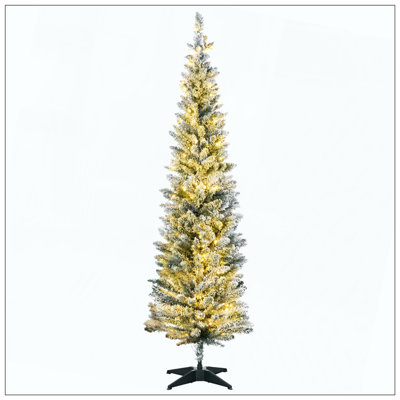 Pre-Lit Slim Noble Fir Artificial Christmas Tree With 170 Warm White LED Lights And , For Christmas Decoration