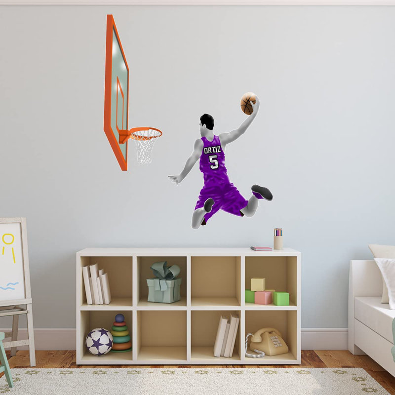 Adhésif décoratif joueur de basketball, Mauve, H 30 po x l 28 po, Oui