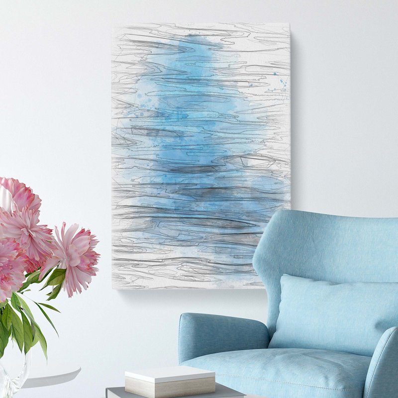 Blue Ripples in Abstract - Wrapped Canvas, 91cm H x 60cm W x 3cm D