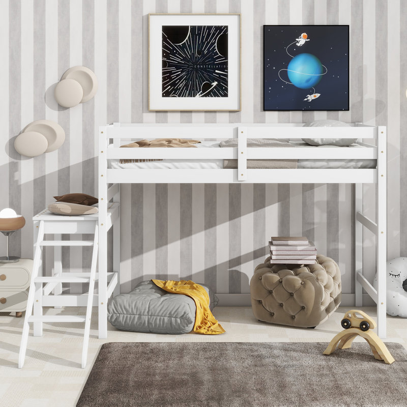 Lit mezzanine pour enfants Stephine, Simple, Blanc