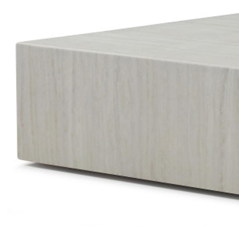 35" Beige Stone Square Block Coffee Table
