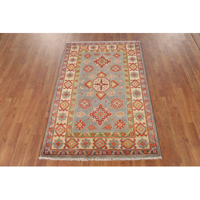 Gray Kazak Handmade Accent Rug 3x4