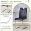 Ensemble de salle à manger à pieds en acier inoxydable avec plateau en verre trempé blanc de 63 pouces et 4 fauteuils en forme de U (noir / blanc) de style minimaliste moderne-1535946981-1535946982-1535946976