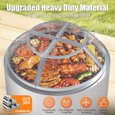 Fire Pit Spark Screen for Solo Stove Bonfire, 19.5 Inch，304 Stainless Steel, Detachable Spark Shield for Backyard Family Fires, Camping, and Marshmallow Roasting