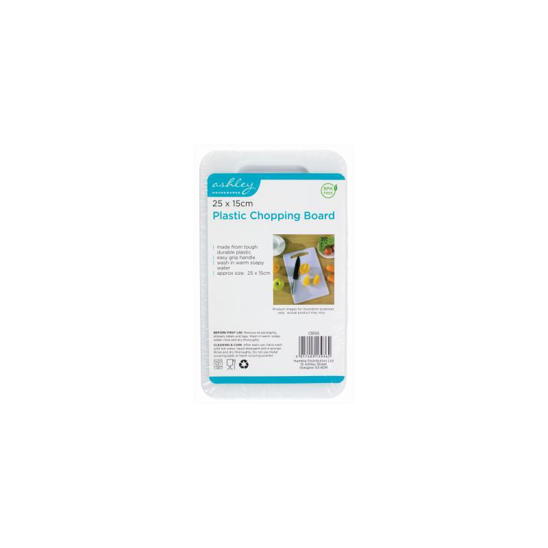 Plastic Ashley Chopping Board - White, 25cm W x 15cm L
