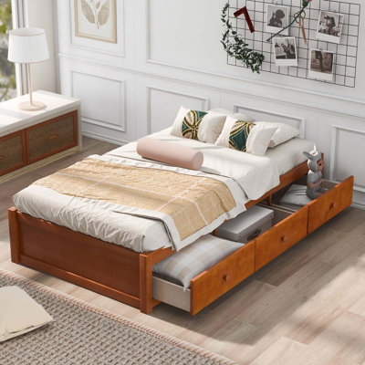 Orisfur. Twin Size Platform Storage Bed With 3 Drawers