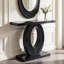 Console en diamant moderne concassée à la main avec miroir, table d'entrée multi-scénario de haute qualité (noir)