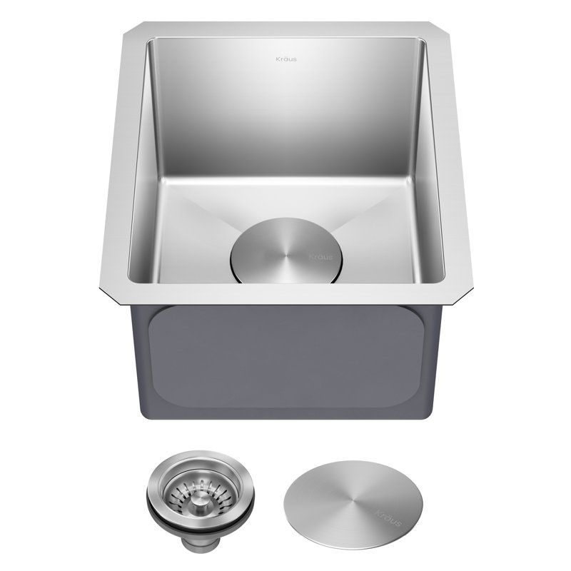 KRAUS Standart Pro Undermount 16 Gauge Stainless Steel Bar Kitchen Sink, 10" H x 13" W x 13" L, Single Bowl