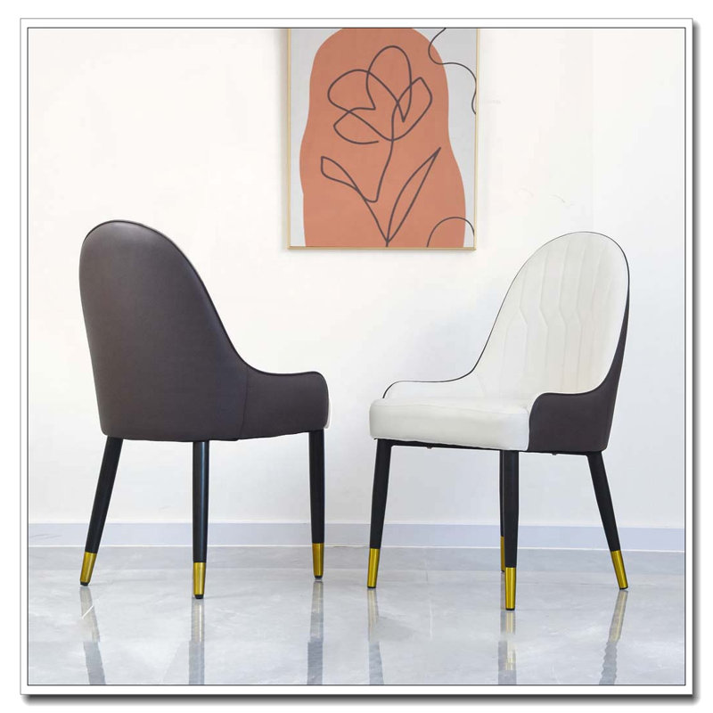 Chaise rembourrée en polyuréthane, Brun foncé / blanc