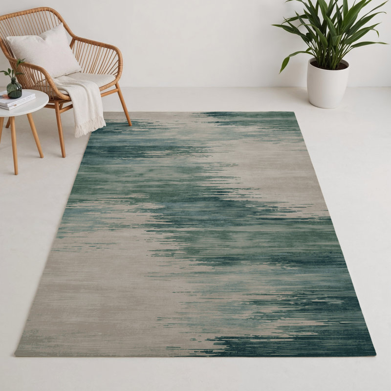 Watercolor Gray Indoor and Outdoor Area Rug, Rectangle 5' x 7'