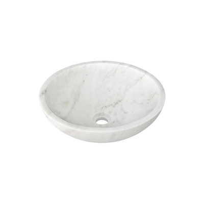White Natural Marble Bathroom Vessel Sink