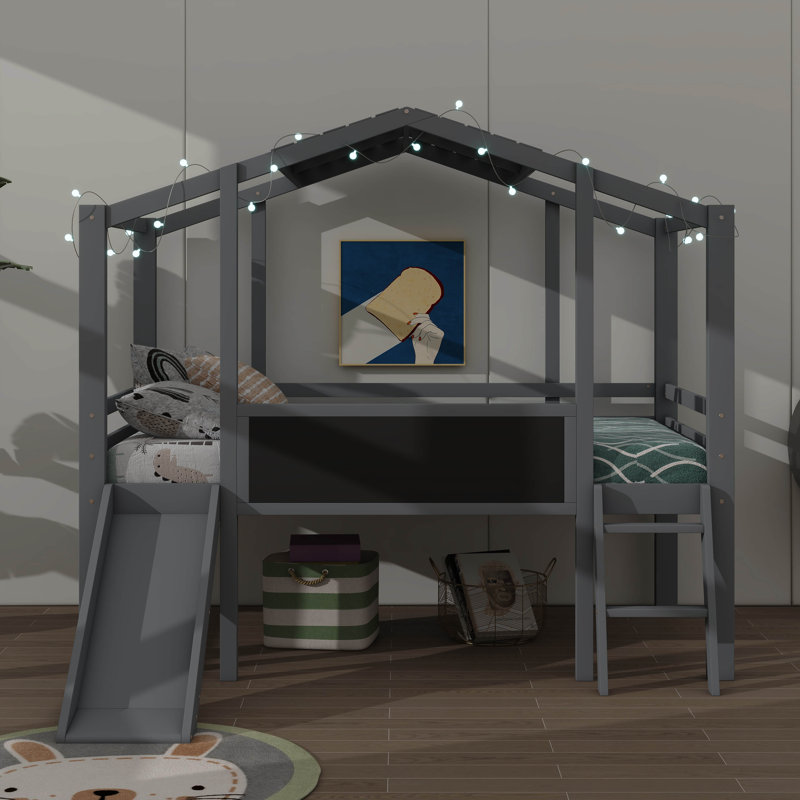 Afie Loft Bed With Ladder And Slide, Gray