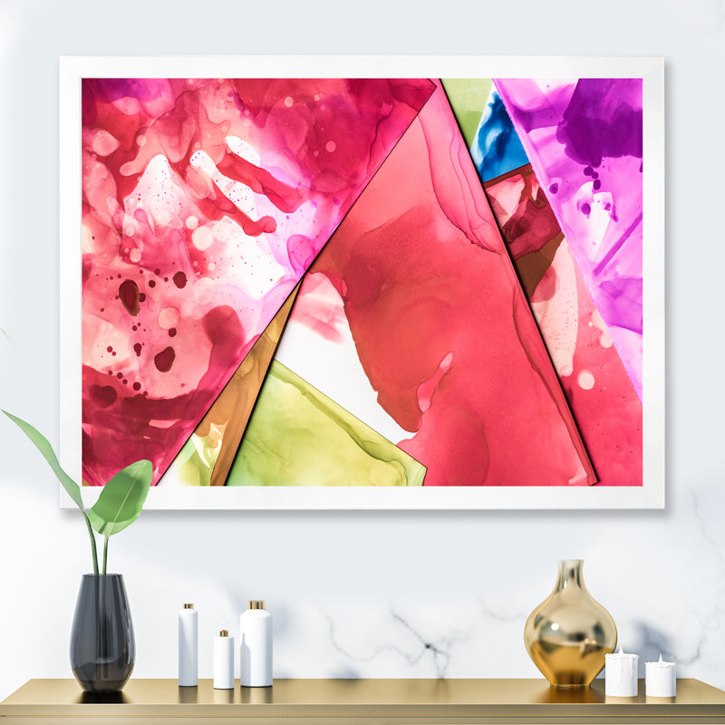 «Red Mauve», art mural moderne sur toile, Cadre photo blanc, H 16 po x l 32 po x P 1 po