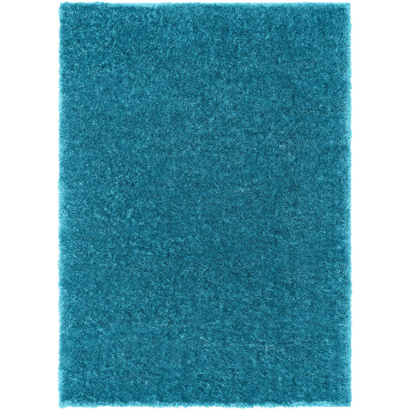 Tapis bleu à poils longs Feather, Rectangle 7 pi 10 po x 9 pi 10 po