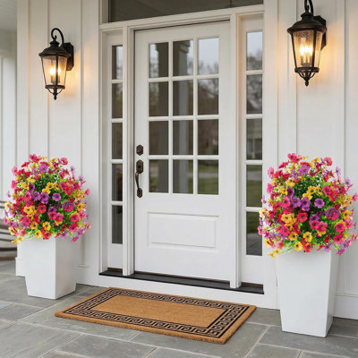 2 Packs 27.5 Inch Artificial Boxwood Ball Topiary Tree with Ground Stakes, UV Resistant Outdoor Faux Plant for Front Door, Garden, Patio Décor, No Maintenance