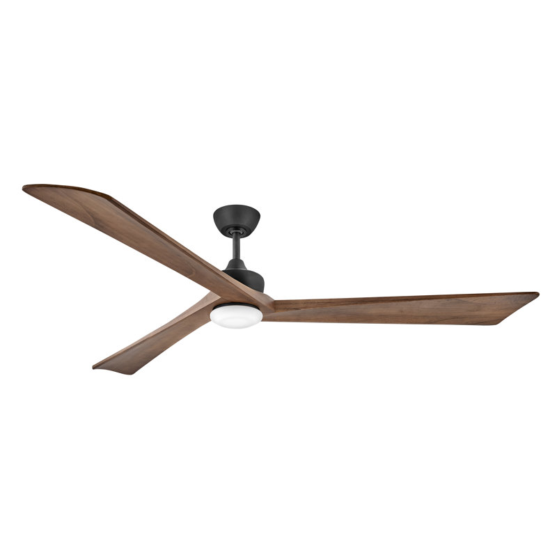 80" Sculpt 3 - Blade LED Standard Ceiling Fan with Wall Control and Light Kit Included, Matte Black, Walnut