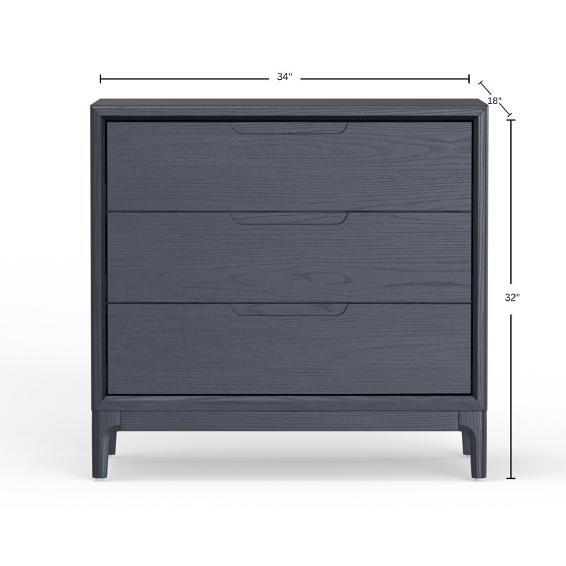 Commode 3 tiroirs Rise, Noir, noir, noir, noir