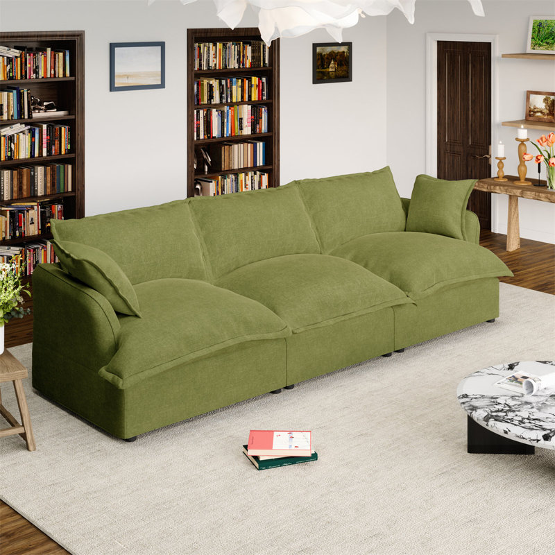 Canapé modulaire 115,34 po, Mélange de lin vert olive Mahamood
