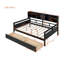 Lit de jour double, support en lattes de bois, avec tablette de chevet et deux tiroirs, espresso-571513897-571513896