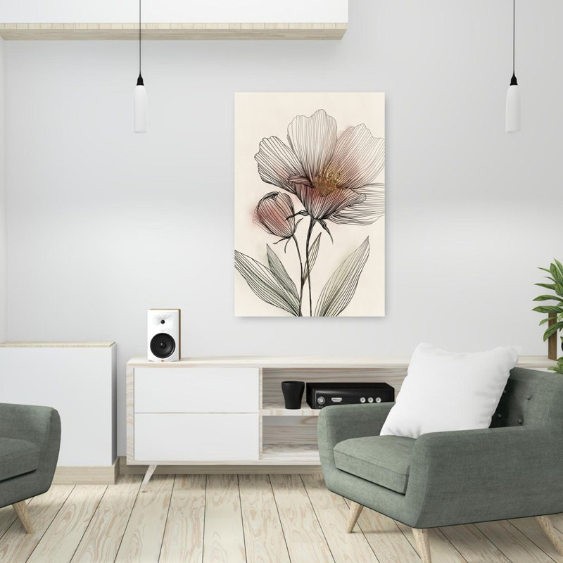 «Delicate Lines Of Nature's Grace II», art mural contemporain abstrait, H 36 po x l 24 po