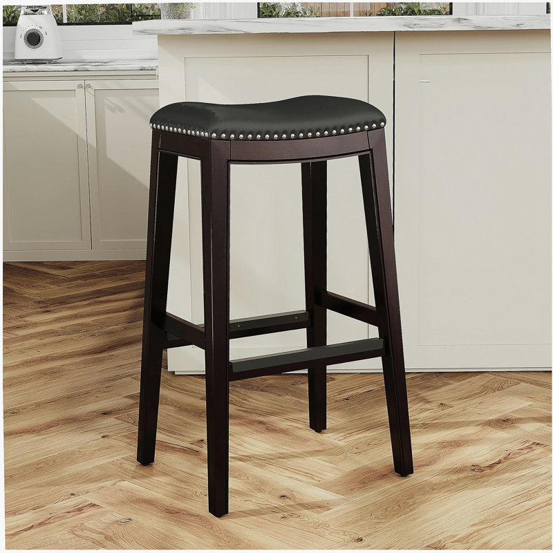 30-inch cherry red bar stool, bone-colored seat, Bar Stool (32.16" Seat Height), Cherry, Beige