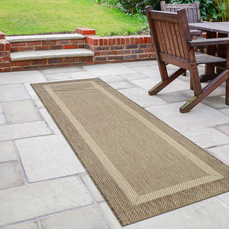 Mikaeel Flatwoven Indoor Outdoor Area Rug, Runner 2'3" x 11'9", Coffee/Natural