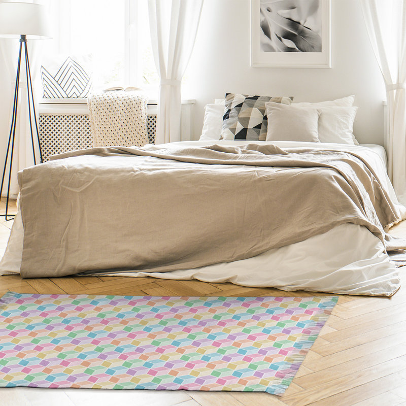 Jaune cube/bleu/rouge Tapis décoratif, non