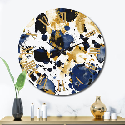Abstract Pattern With Blue & Golden Textures XX Metal Wall Clock