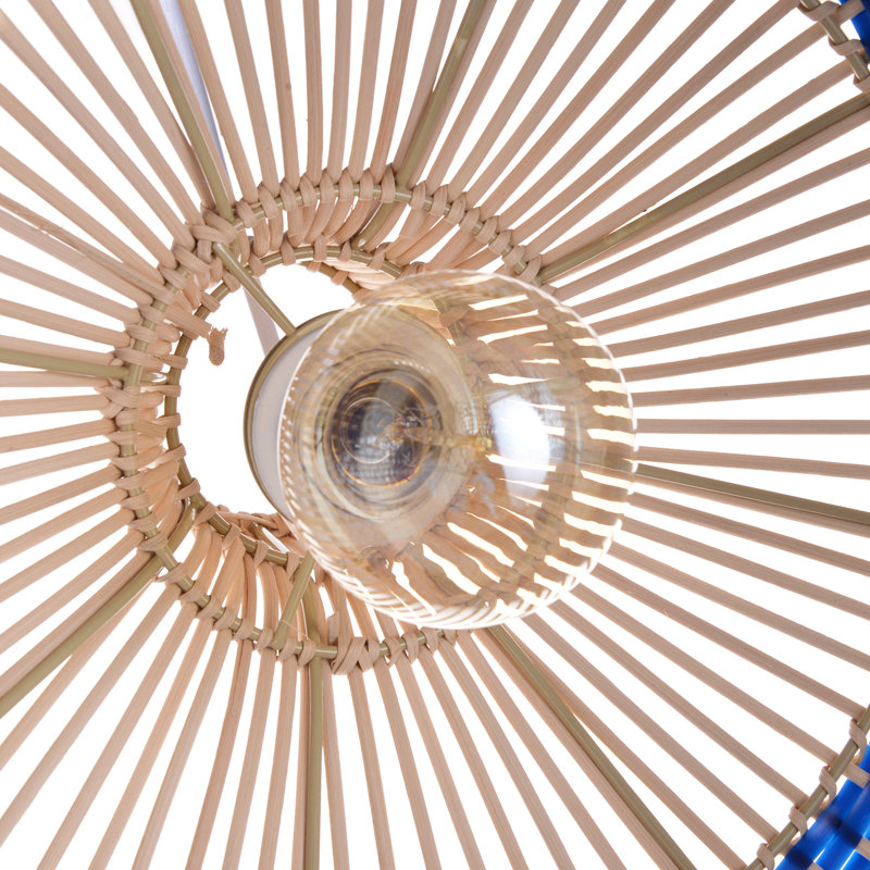 1 - Light Rattan Dome Pendant, 23.62" H x 23.62" W x 23.62" D