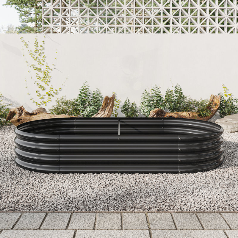 Stavya Metal Raised Garden Bed, Black, 11.42" H x 88.98" W x 44.68" D