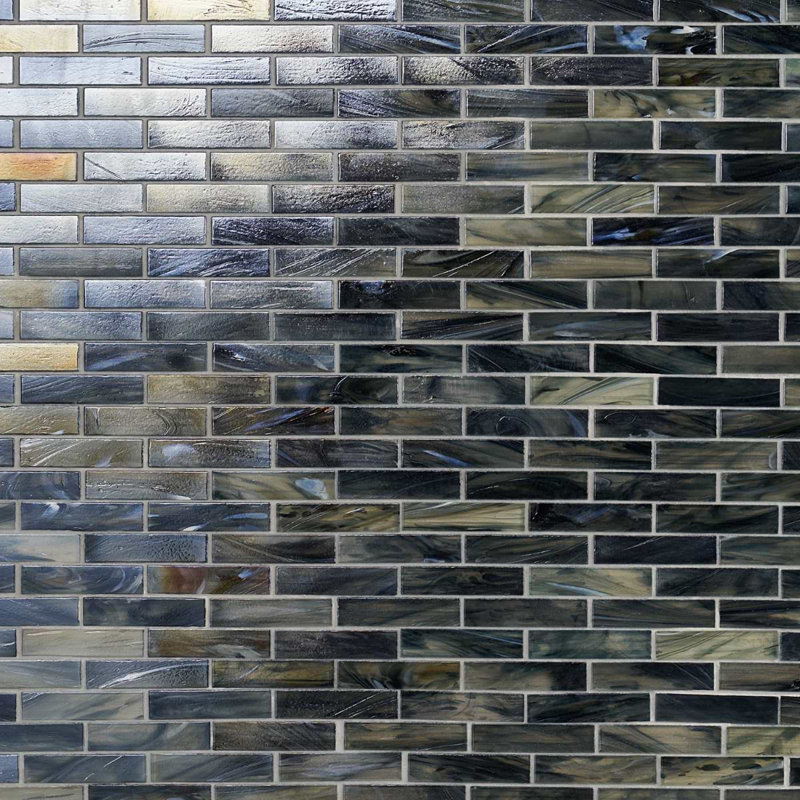 Artwater Iridescent Polished Glass Mosaic Tile, Night Black