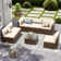 Ensemble de conversation modulaire en rotin pour 6 personnes avec coussins