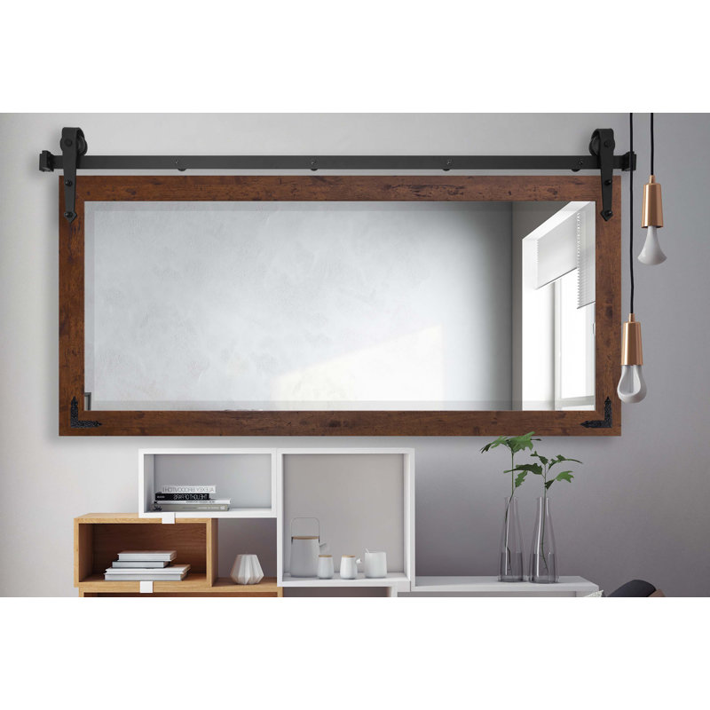 Neace Flat Mirror, 32" H x 66" W, Dark Walnut