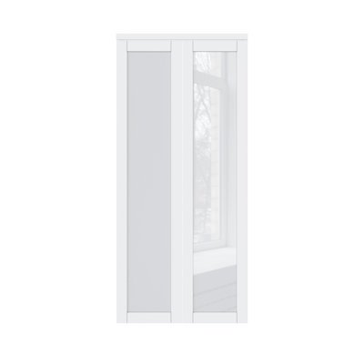 Frosted Glass Bi-Fold Door With Installation Hardware Kit