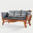 Katinka Eucalyptus Outdoor Daybed Sofa with Folding Armrest & Coffee Tray with 3 Pillows