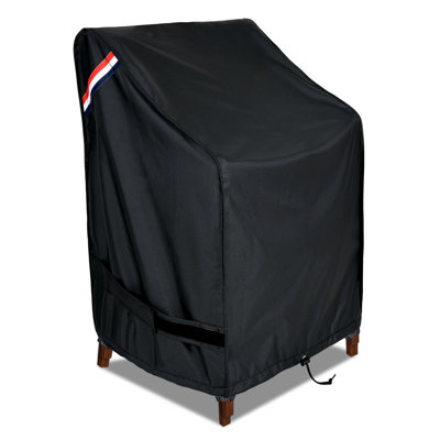 Heavy-Duty Waterproof Stackable Patio Chair Cover - 28" W x 36" D x 47" H, Black by Arlmont & Co.