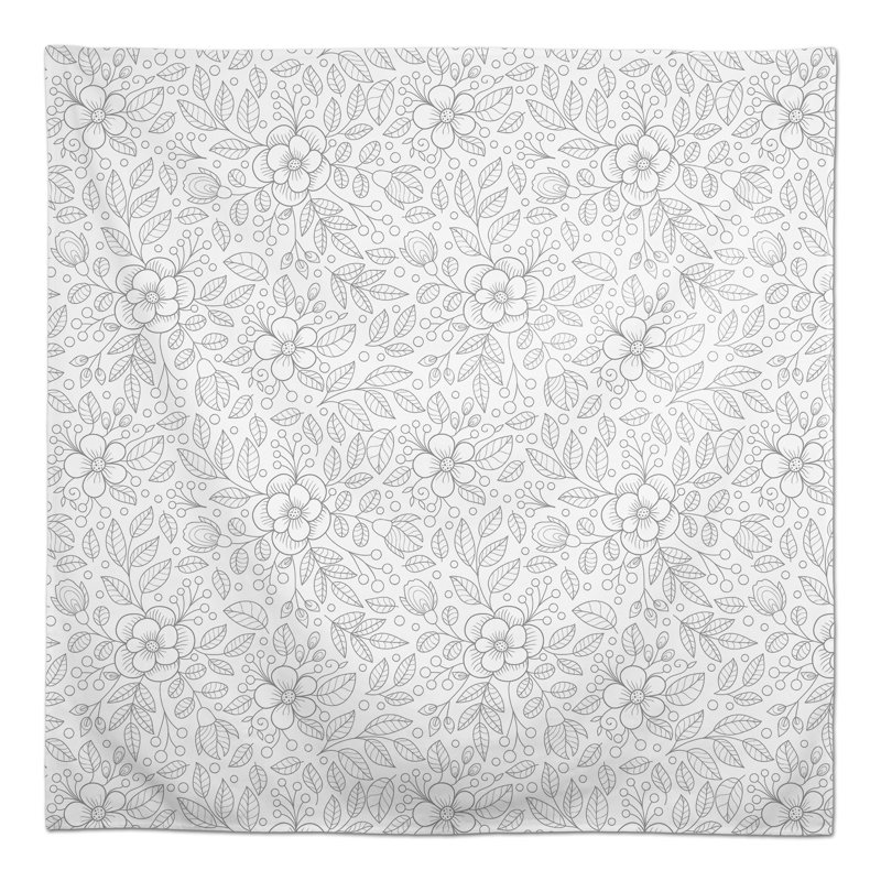 Square Floral Polyester Tablecloth, Gray, 58" L x 58" W