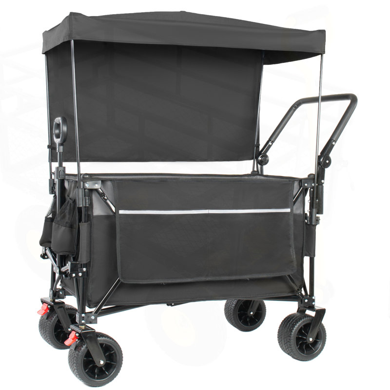 Multi-Functional Push-Pull Folding Wagon Cart With Rotating Handle, Canopy, All-Terrain Wheels, And 480Lbs Load Capacity For Outdoor Use