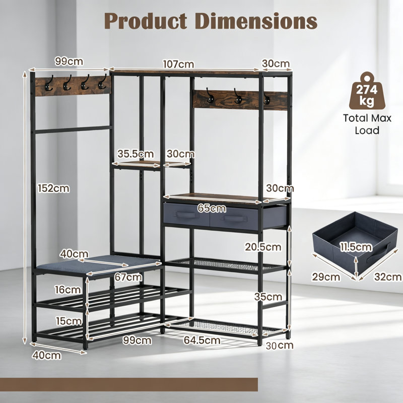 107cm Adjustable Clothing Rack
