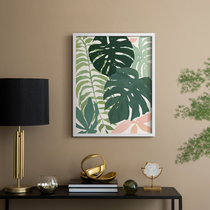 Tropical Puzzle II Framed Print - Solid Wood, 15" H x 12" W, White