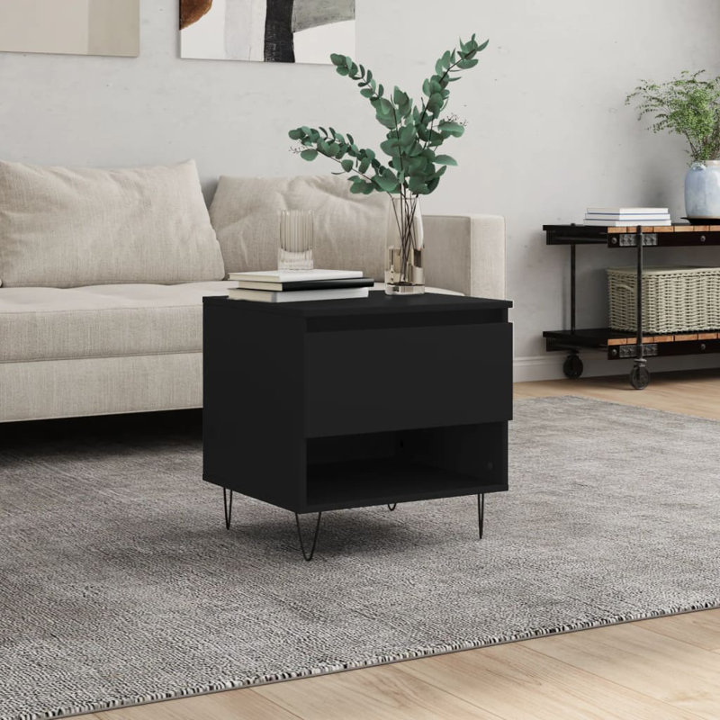 Delmira Four Leg Coffee Table with Storage, Black