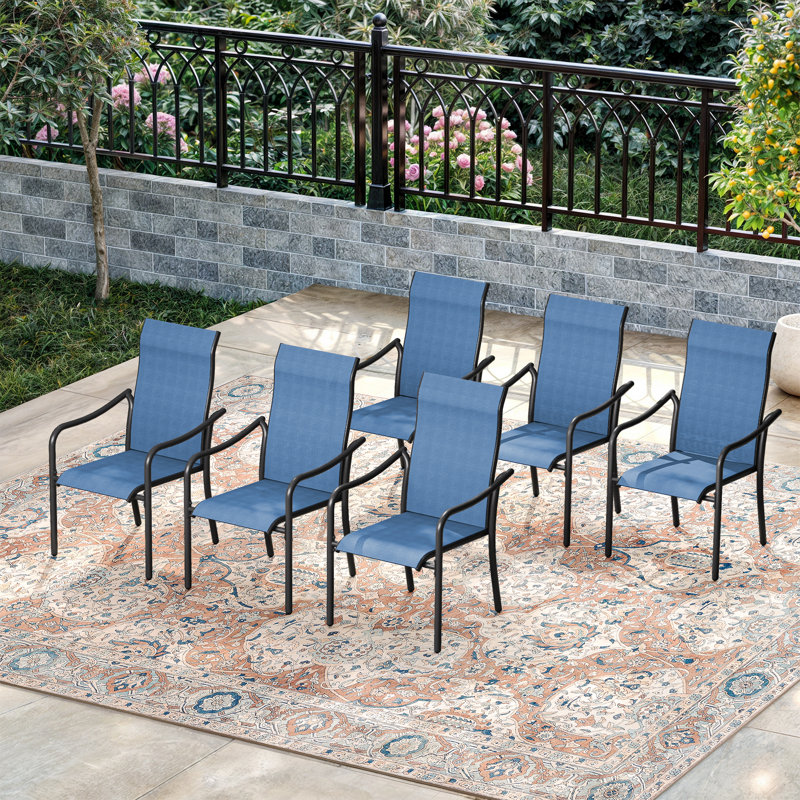 Chaise de salle à manger d'extérieur empilable, Bleu