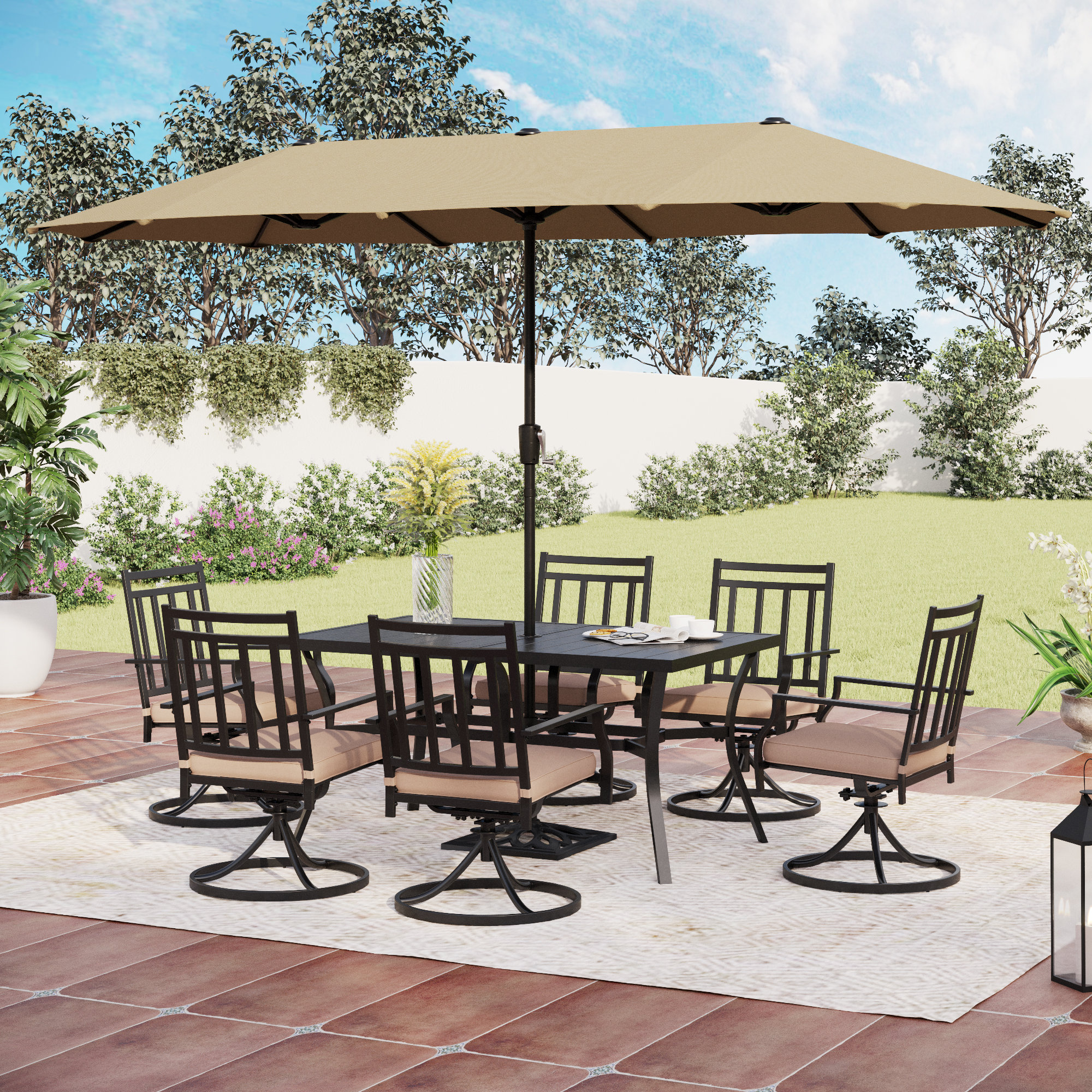 small outdoor dining set with umbrella